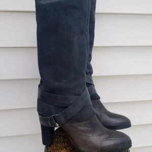 Carlos by Carlos Santana heather grey suede knee high boots.